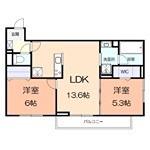 ルオント(2LDK/2階)の間取り写真