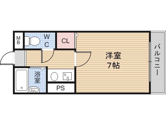 オーナーズマンション菱屋西(1K/4階)の間取り写真