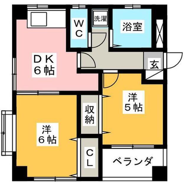 プロミネンス13仲町台(2DK/3階)の間取り写真