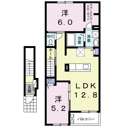 グレイス ヴィオラ(2LDK/2階)の間取り写真