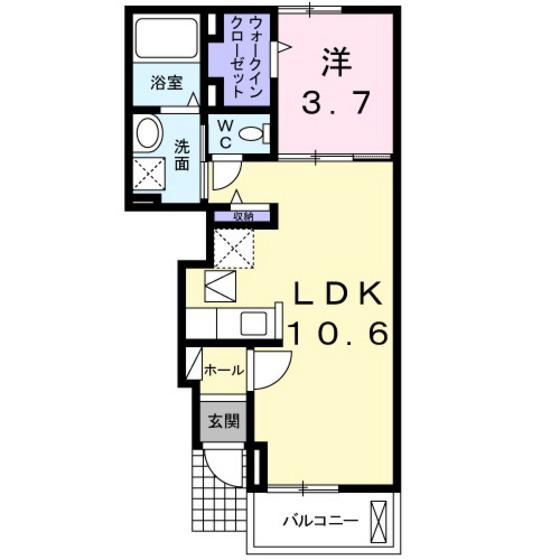 スターライズ可部南(1LDK/1階)の間取り写真