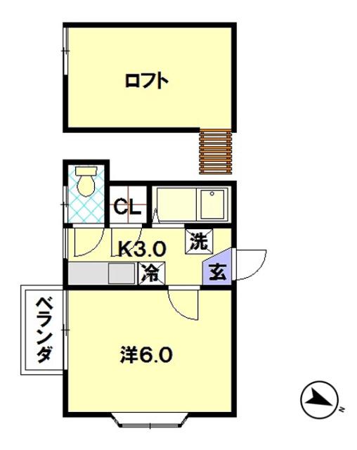 メゾンブランシュ(1K/2階)の間取り写真