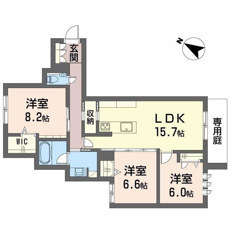 地下鉄名城線 西高蔵駅 徒歩2分 4階建 新築(3LDK/1階)の間取り写真