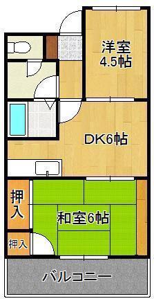 アベニュー21(2DK/6階)の間取り写真