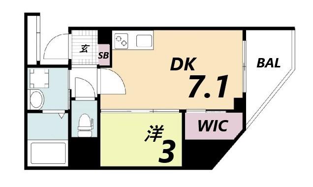 セレニテ神戸元町クレア(1DK/6階)の間取り写真