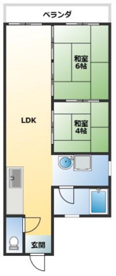 西旭町マンション(2LDK/3階)の間取り写真