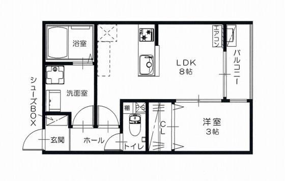 SOLARE GION(1LDK/2階)の間取り写真