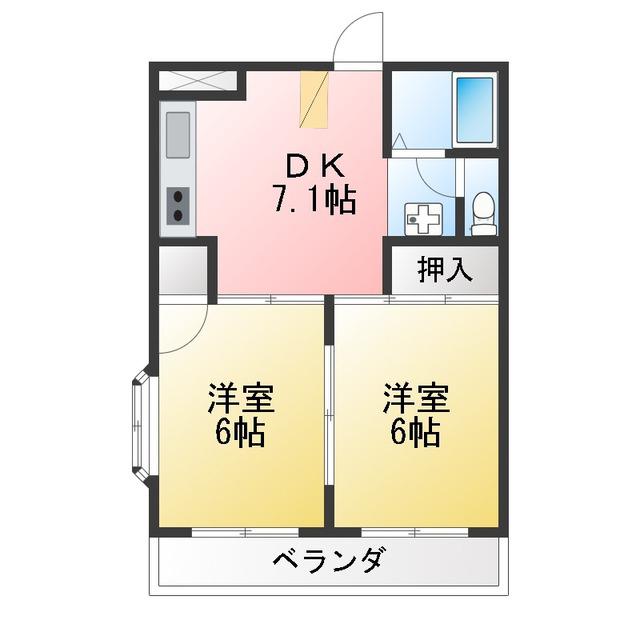 中澤ビル(2DK/1階)の間取り写真