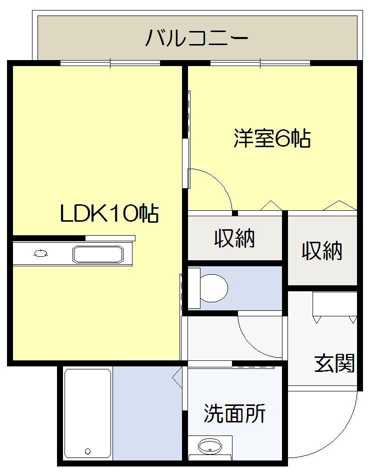 朝日陽だまり館(1LDK/3階)の間取り写真