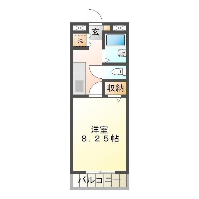 スピニッチ(1K/1階)の間取り写真