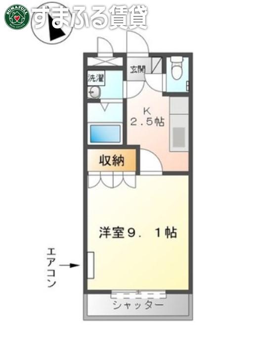 クレール スクエア(1K/1階)の間取り写真