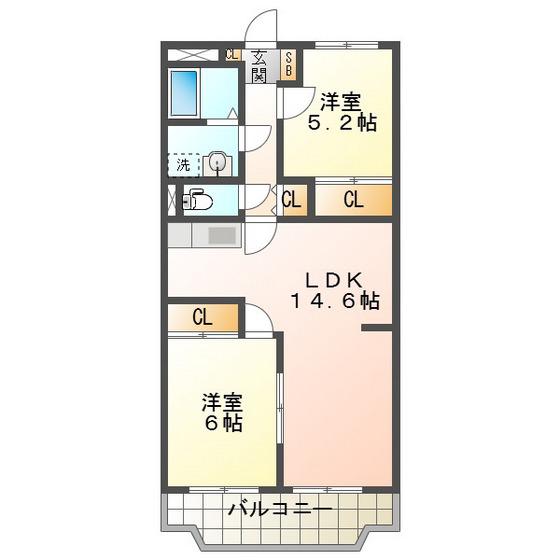 パストラルこもの(2LDK/3階)の間取り写真