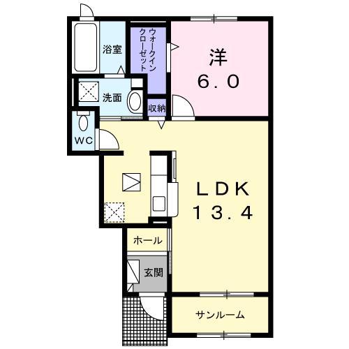 CLEMENT 樹IV(1LDK/1階)の間取り写真