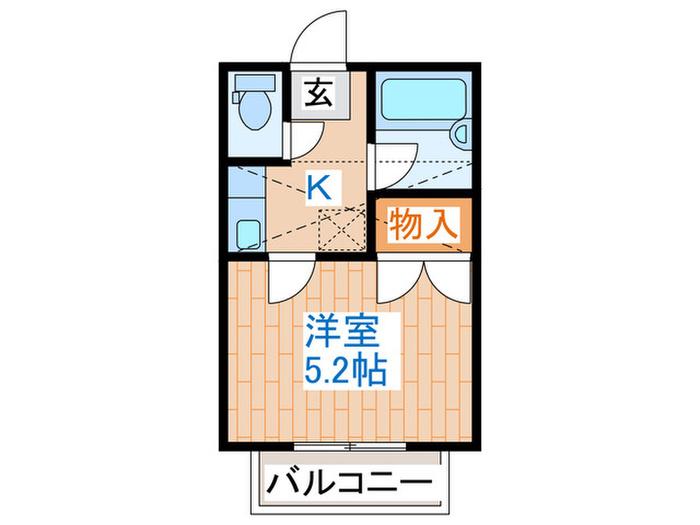 メゾン・ウィスタリア岩切(1K/2階)の間取り写真