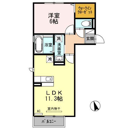 シャインクレールB(1LDK/2階)の間取り写真
