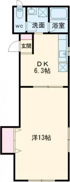 エスポワール(1DK/2階)の間取り写真