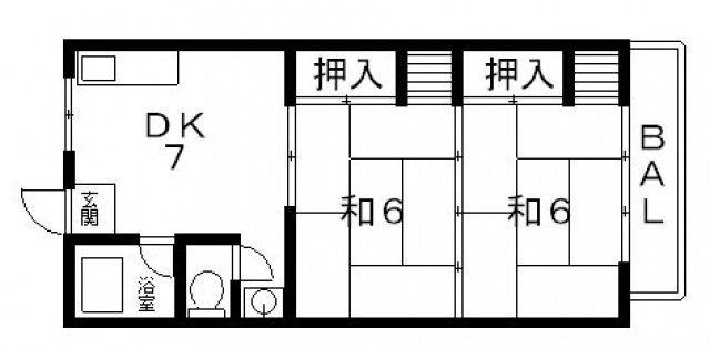 第2ハイマート(2DK/1階)の間取り写真