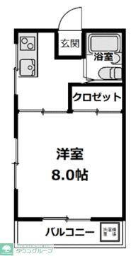 クレスト粕川(1K/2階)の間取り写真