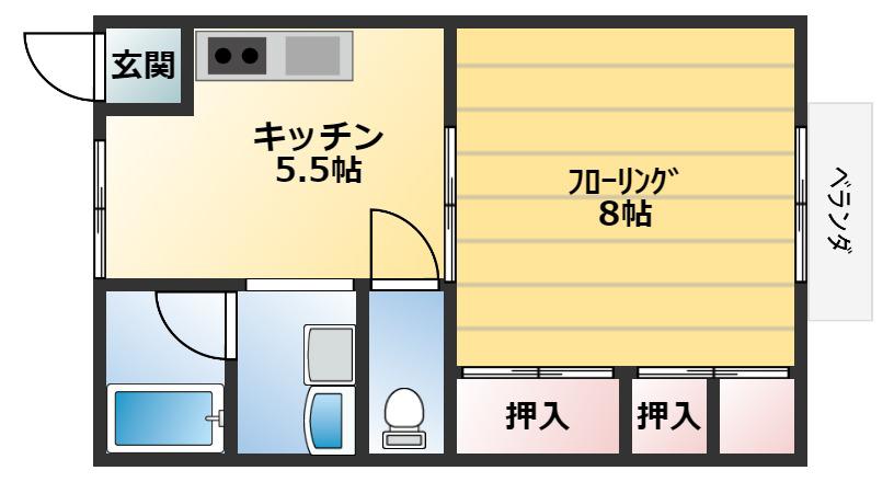 コーポ白川RART1(1LK/2階)の間取り写真