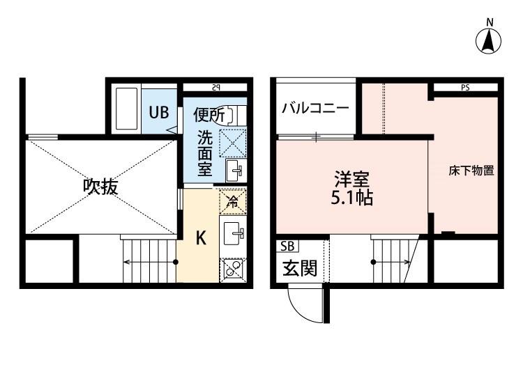 REFINED TASTE三吉(1K/1階)の間取り写真