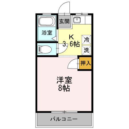 サンシャイン2(1K/1階)の間取り写真