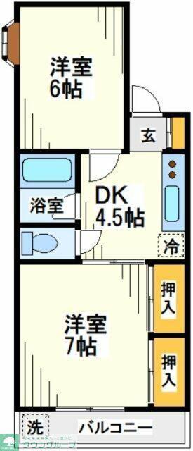 渡辺ビル(2DK/2階)の間取り写真
