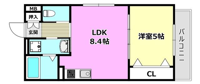 ティアラ豊川(1LDK/2階)の間取り写真
