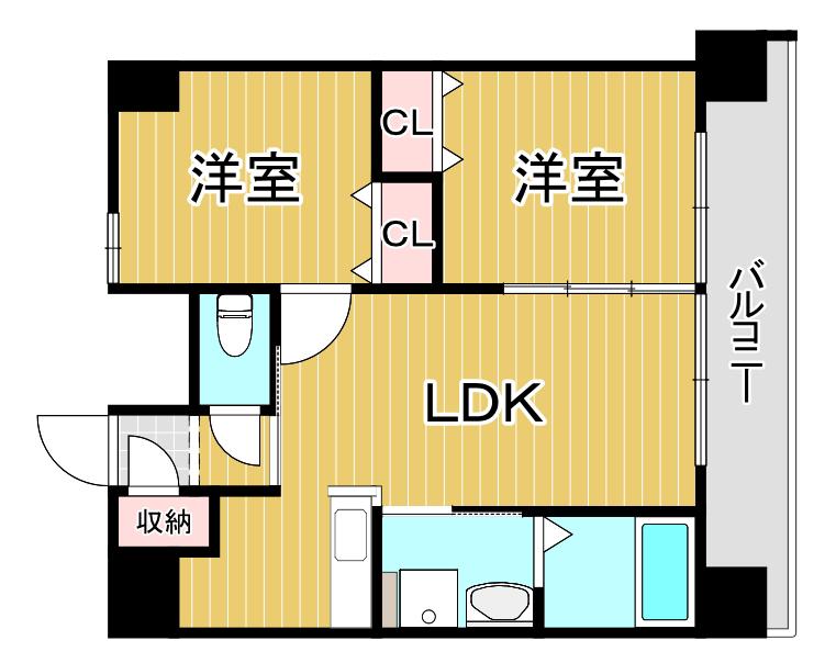 W.O.B.KYOBASHI(2LDK/10階)の間取り写真