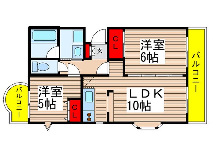 カサグランデIII壱番館(2LDK/2階)の間取り写真
