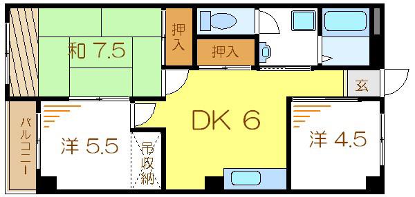 第2プラムフラワーガーデン(3DK/3階)の間取り写真