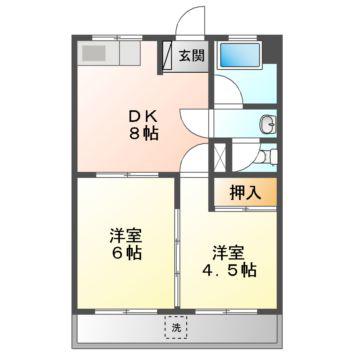 寿マンション(2DK/4階)の間取り写真