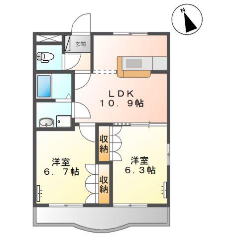 サンシャインスクエア(2LDK/3階)の間取り写真