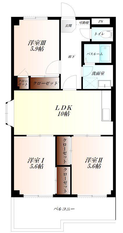MISAWAビル(3LDK/3階)の間取り写真