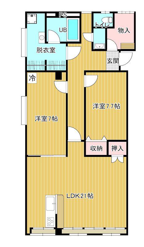 旭町店舗(2LDK/3階)の間取り写真