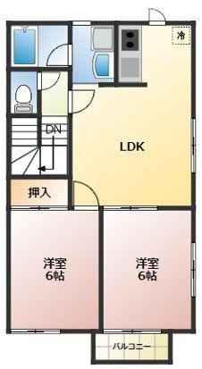 シャン・ルテI(2LDK/1階)の間取り写真