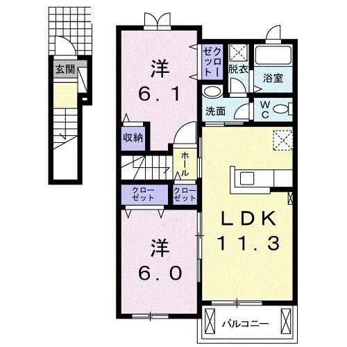 プリムラ(2LDK/2階)の間取り写真