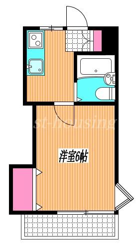 アザレア北野(1K/2階)の間取り写真