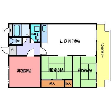 清秀レジデンス(3LDK/5階)の間取り写真