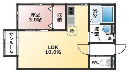 GRACE SQUAREI(1LDK/1階)の間取り写真