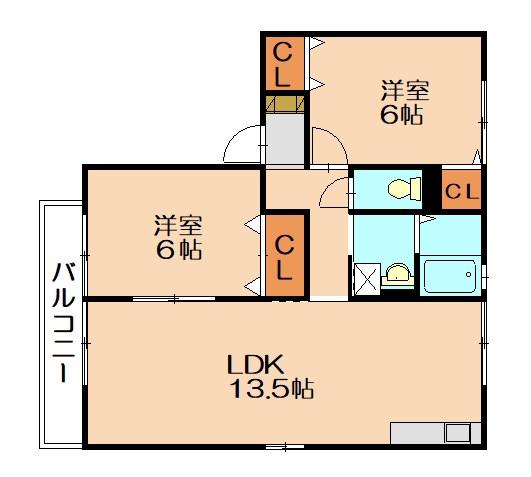 セジュールセピアの杜 A(2LDK/2階)の間取り写真