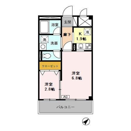 サンライトヒルズ(2K/3階)の間取り写真
