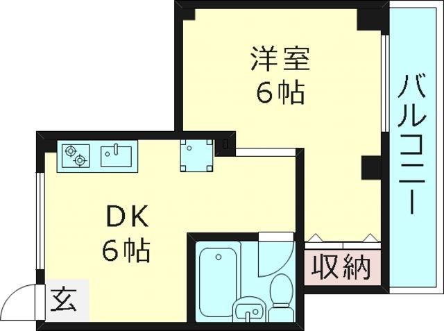 竹本ビル(1DK/4階)の間取り写真