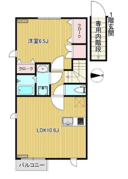 コンフォールSUWA(1LDK/2階)の間取り写真