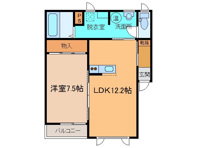 REALL II(1LDK/2階)の間取り写真