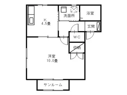 ディローゼ(1K/1階)の間取り写真