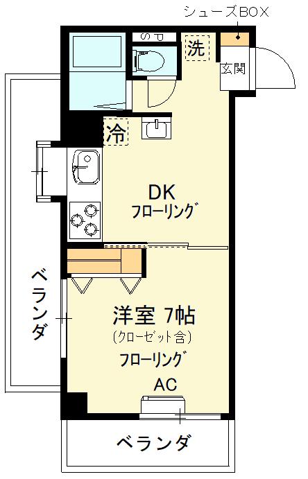 アドヴァンス(1DK/3階)の間取り写真