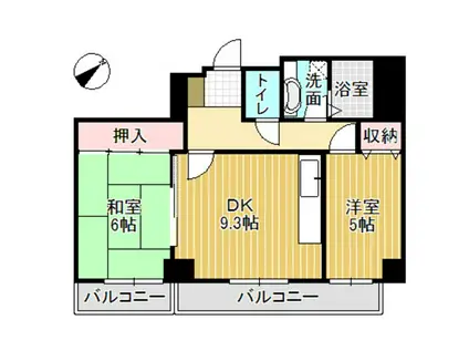 ティ・ビレッジ(2DK/5階)の間取り写真