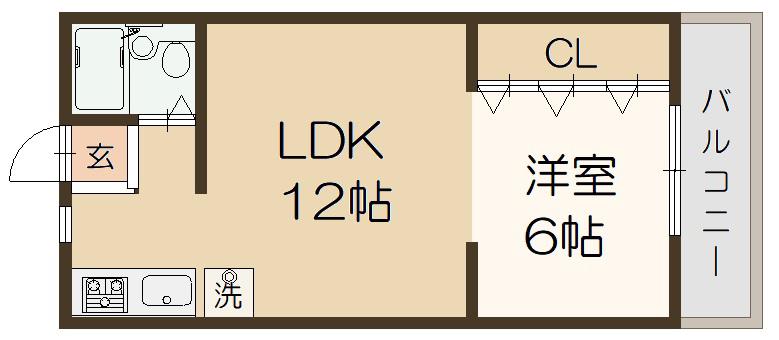 LEOS垂水(1LDK/1階)の間取り写真
