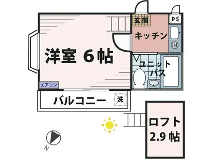 シティパレス芦山(1K/2階)の間取り写真