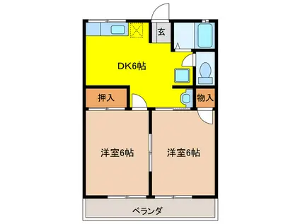 ファミリータウンD(2DK/2階)の間取り写真